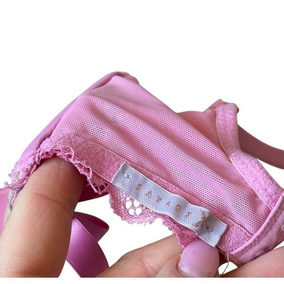 Savage x Fenty LACE'D UP PADDED LOW BALCONETTE BRA size 32D Pink - Picture 6 of 11